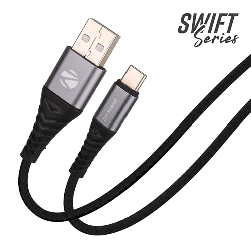 ZEBRONICS TU800P USB - Type C Braided Cable, 80 Watts, Rapid Charging Cable, Charge & Sync, 1M, Compatible with iPhone 15 | Samsung | OnePlus | Xiaomi | Realme | Oppo, Black - Image 2