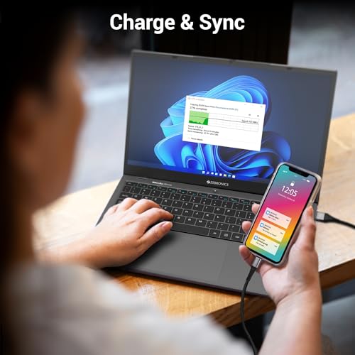 ZEBRONICS TU800P USB - Type C Braided Cable, 80 Watts, Rapid Charging Cable, Charge & Sync, 1M, Compatible with iPhone 15 | Samsung | OnePlus | Xiaomi | Realme | Oppo, Black - Image 5
