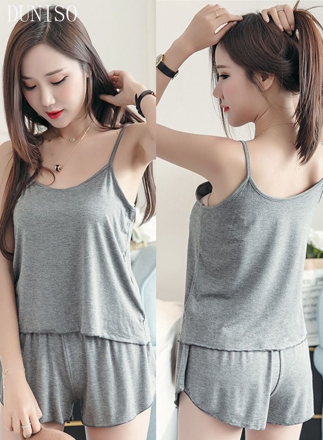 DUNISO Women's Soft Pajamas Set Sleepwear 2 Piece Camisole Summer Pajama Set Nightwear Home Wear Loungewear Pajama Sets - Image 1