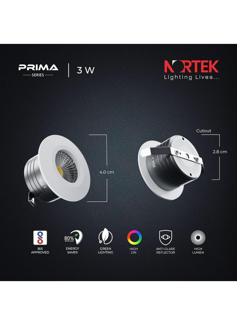 Nortek Nortek Prima 3W LED Cob Downlight Round Recessed Focus Lights for Ceiling Ideal for Shelves Mandir Cabinet Wardrobe Home Decor Lighting Wooden Ring Neutral White Pack of 5  - Image 4