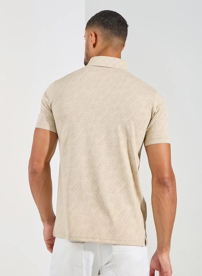 Fort Collins All Over Print Regular Fit Polo by Styli