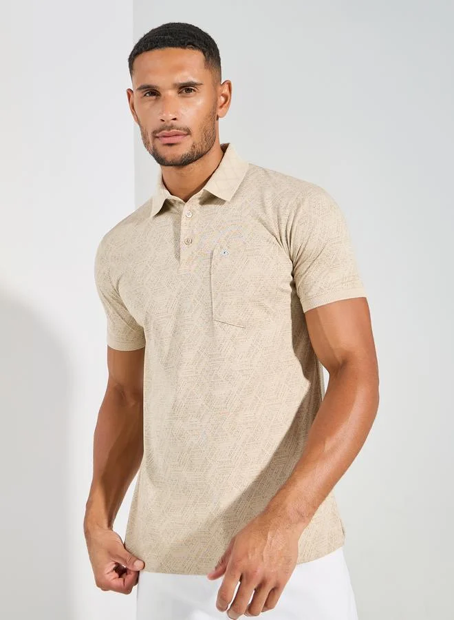 Fort Collins All Over Print Regular Fit Polo by Styli