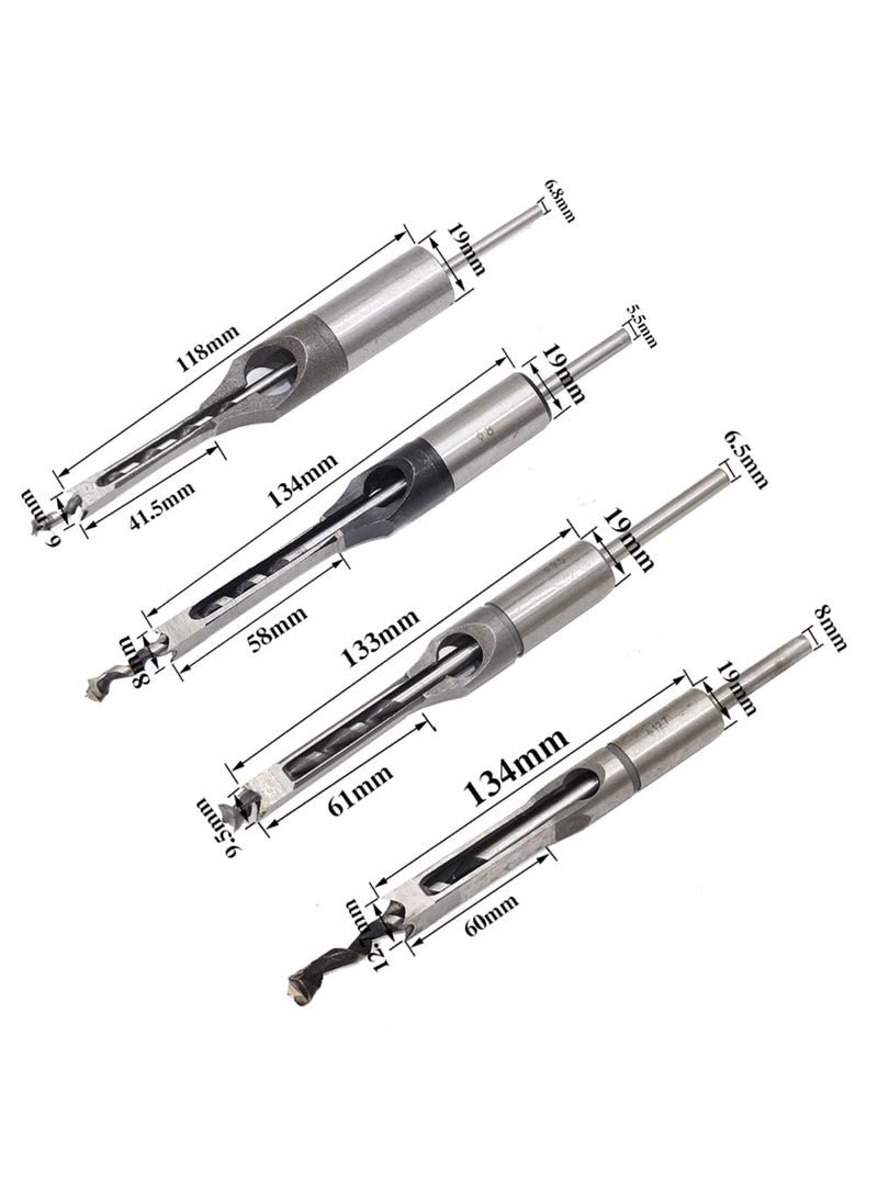 uptodateproducts uptodateproducts 4Pcs Square Hole Drill Bits for Wood Woodworking Hole Saw Mortising Chisel Drill Bits Size 14 inch 516 inch 38 inch 12 inch  - Image 2