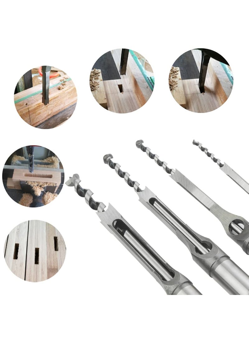 uptodateproducts uptodateproducts 4Pcs Square Hole Drill Bits for Wood Woodworking Hole Saw Mortising Chisel Drill Bits Size 14 inch 516 inch 38 inch 12 inch  - Image 3