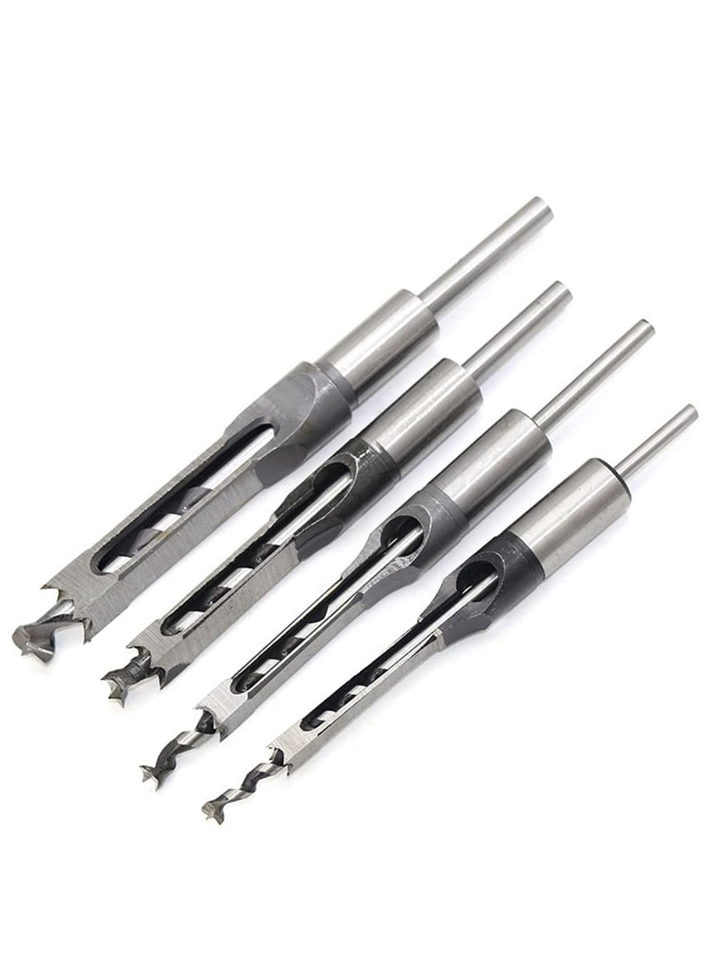uptodateproducts uptodateproducts 4Pcs Square Hole Drill Bits for Wood Woodworking Hole Saw Mortising Chisel Drill Bits Size 14 inch 516 inch 38 inch 12 inch  - Image 1