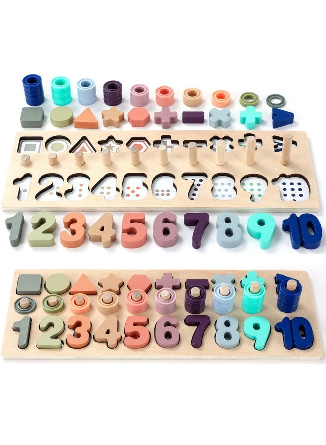 BEKILOLE Wooden Montessori Toys for Kids Toddler Number Puzzles Sorter Counting Shape Stacker Stacking Game Preschool Toys for Boy Girl Learning Education Math Blocks Boy & Girl Gifts and Beyond - Image 1