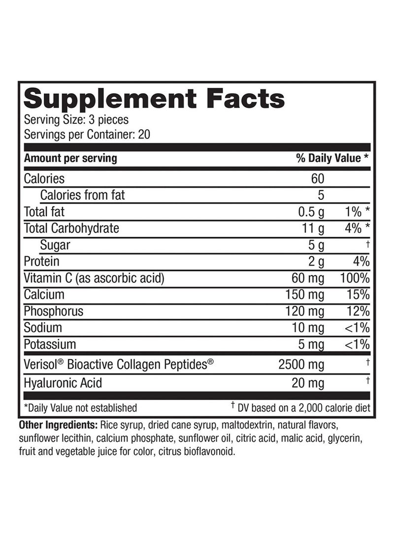 Pack Of 1 Collagen Replenish Chews, Skin And Nail Supplement Supports Collagen And Elastin Production, Gluten Free - 60 Softchews