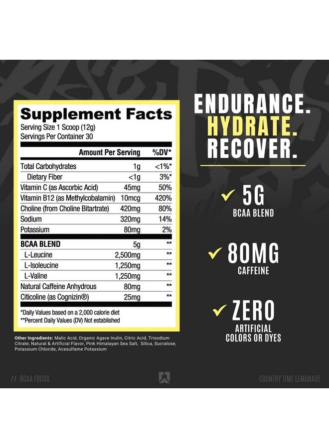 RYSE Up Supplements RYSE BCAA Focus Powder - Country Time Lemonade - BCAA Supplement with Electrolytes, Natural Caffeine & Cognizin Supports for Hydration, Recovery, Energy, and Focus for Men & Women - 30 Servings - Image 2