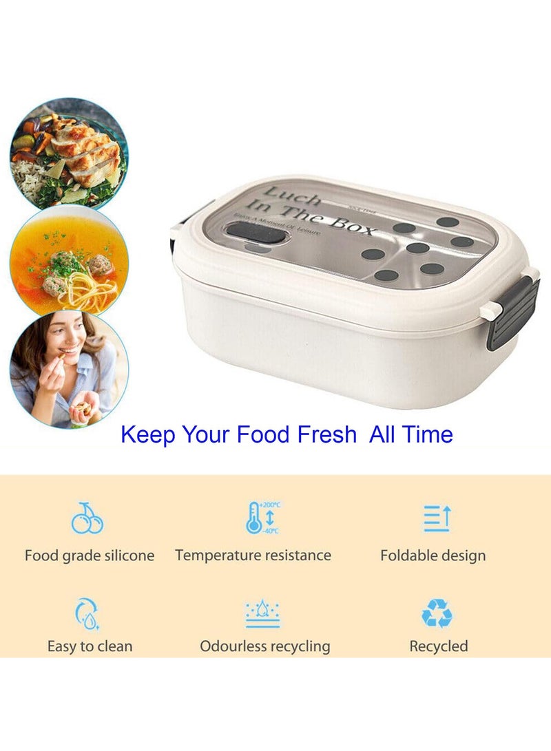 TYCOM Stainless Steel Lunch Box for Kid School Insulated Bento Lunch Box 2 Compartment Divided Lunch Containers with Lids Leakproof BFA Free Dishwasher Safe White.  - Image 2