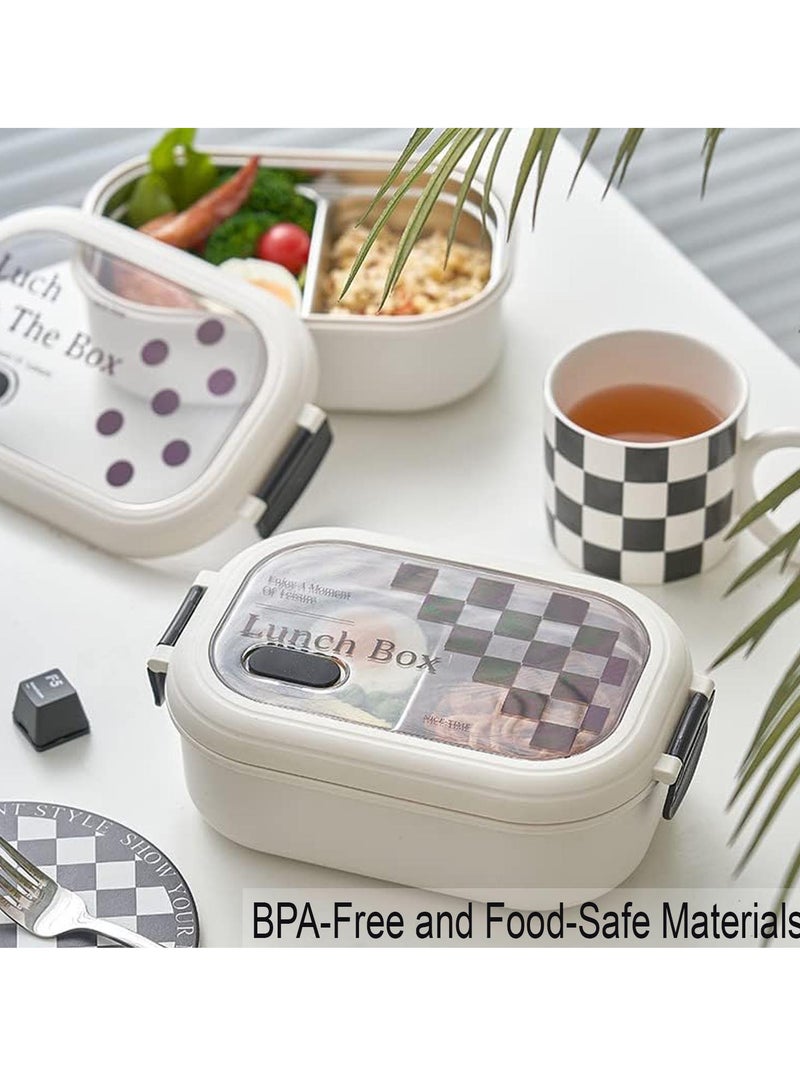 TYCOM Stainless Steel Lunch Box for Kid School Insulated Bento Lunch Box 2 Compartment Divided Lunch Containers with Lids Leakproof BFA Free Dishwasher Safe White.  - Image 3