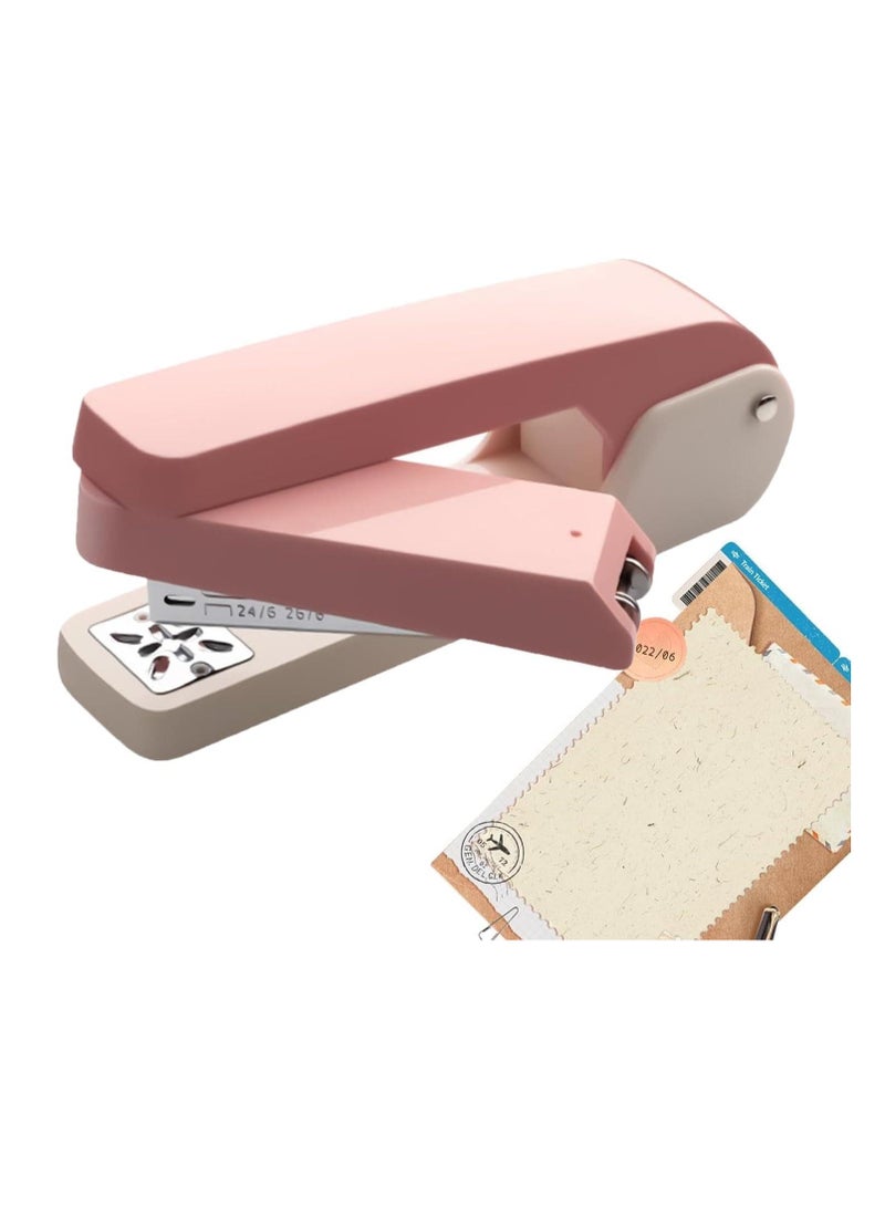 Generic Rotating metal heavy-duty stapler for manual binding, standard long stapler for office book binding supply (pink)  - Image 1