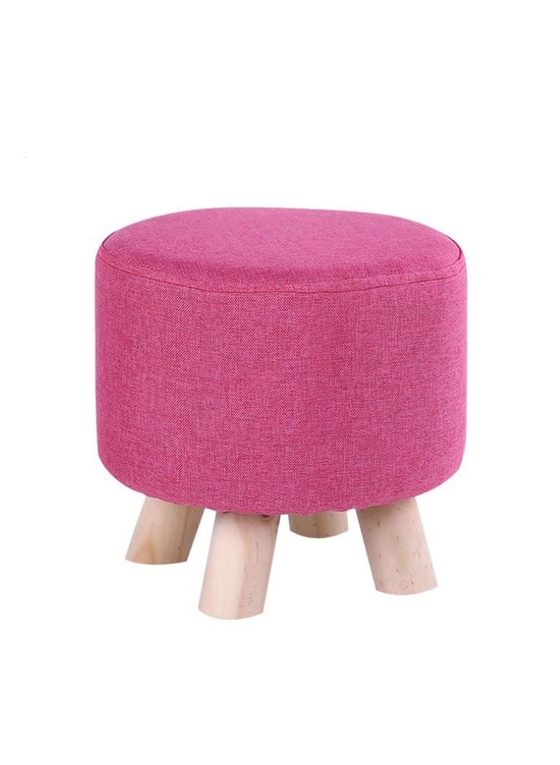 FFD Ottoman Round Stool Footrest Chair Shoe Change Chair Removable Linen Cover Design Durable Comfortable Footstool - Image 1