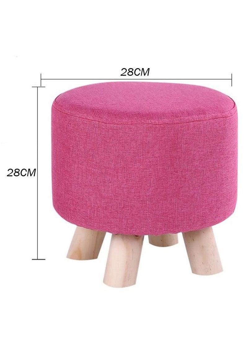 FFD Ottoman Round Stool Footrest Chair Shoe Change Chair Removable Linen Cover Design Durable Comfortable Footstool - Image 5