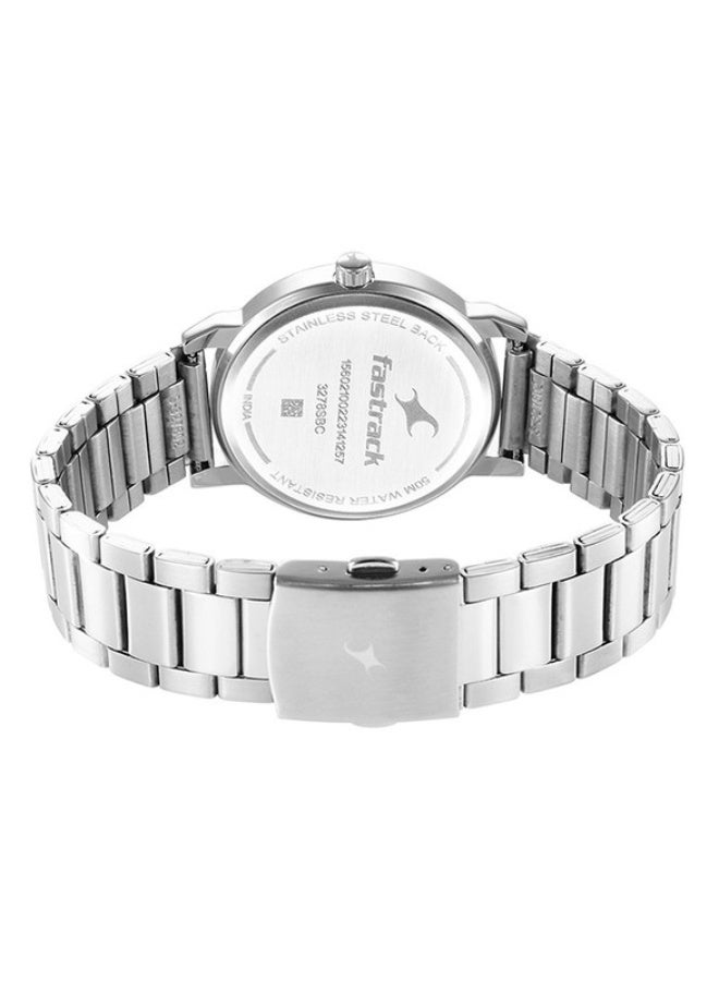 fastrack ساعة فاشترَك فاشن أنالوج بيضاء ذات قرص دائري بحزام معدني فضي للرجال-3278SM04 - Image 5