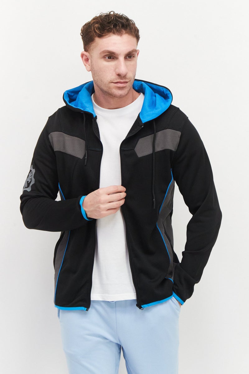 DIFUZED Men Two Tone Long Sleeves Hoodies, Blue Combo - Image 1