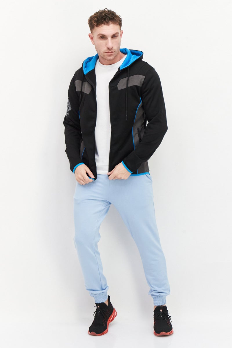 DIFUZED Men Two Tone Long Sleeves Hoodies, Blue Combo - Image 2