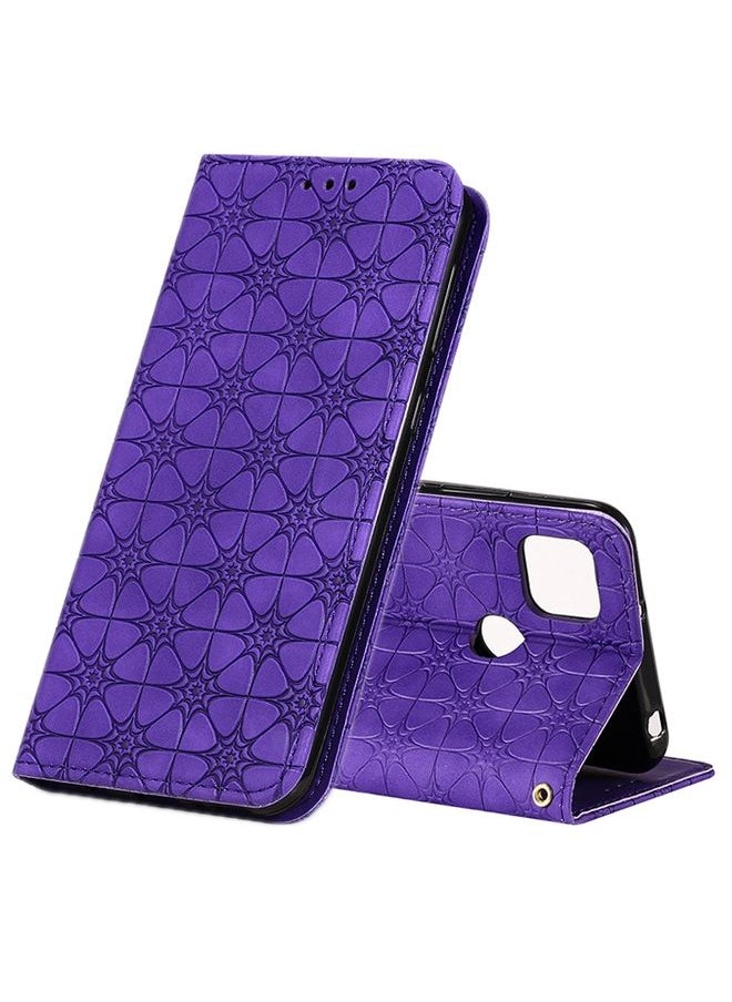 HuHa Case Cover For Xiaomi Redmi 9C Lucky Flowers Embossing Pattern Magnetic Horizontal Flip Leather Case with Holder & Card Slots Purple 