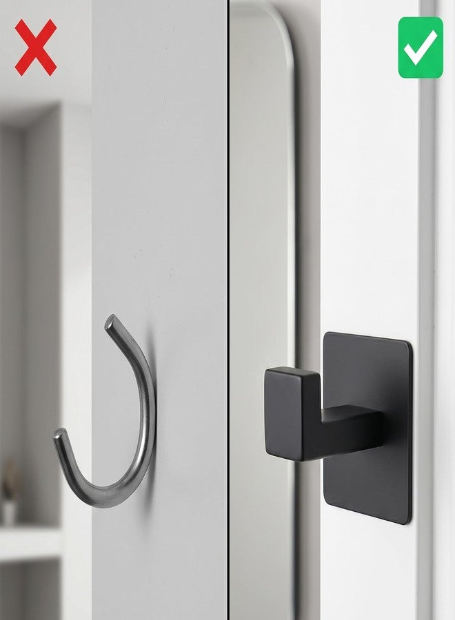 Linatikou Right Angle Adhesive Hooks, 2-Pack Heavy Duty Stainless Steel Wall Hooks, No Drill Stick on Hooks for Towels Robes Hats - Space Saving for Bathroom Kitchen Door Cabinet (Matte Black) - Image 3