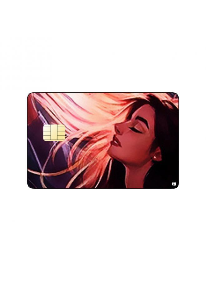 RKN PRINTED BANK CARD STICKER Beautiful Girl Drawing With Long Hair - Image 1