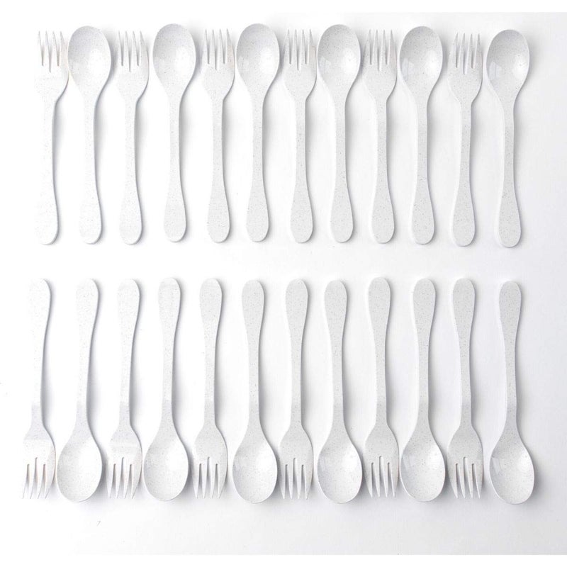 Knork Eco Plant Based 24 Pack Reusable Bamboo Flatware Set White