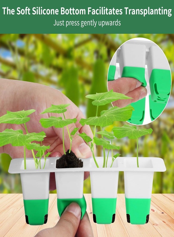 Sondiko Seed Starter Tray with Soft Silicone Cells, 80 Cells Seedling Trays Seed Startering Kit, 4 Pack Plant Starter Trays with Humidity Dome, Base Mini Greenhouse Germination Kit - Image 2