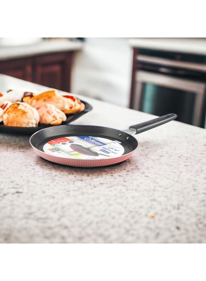 Bister Stripy Classy Crepe Pan 30cm - Dark Red Aluminum Non-Stick Pan with Teflon Coating & Heat-Resistant Bakelite Handle - Image 2