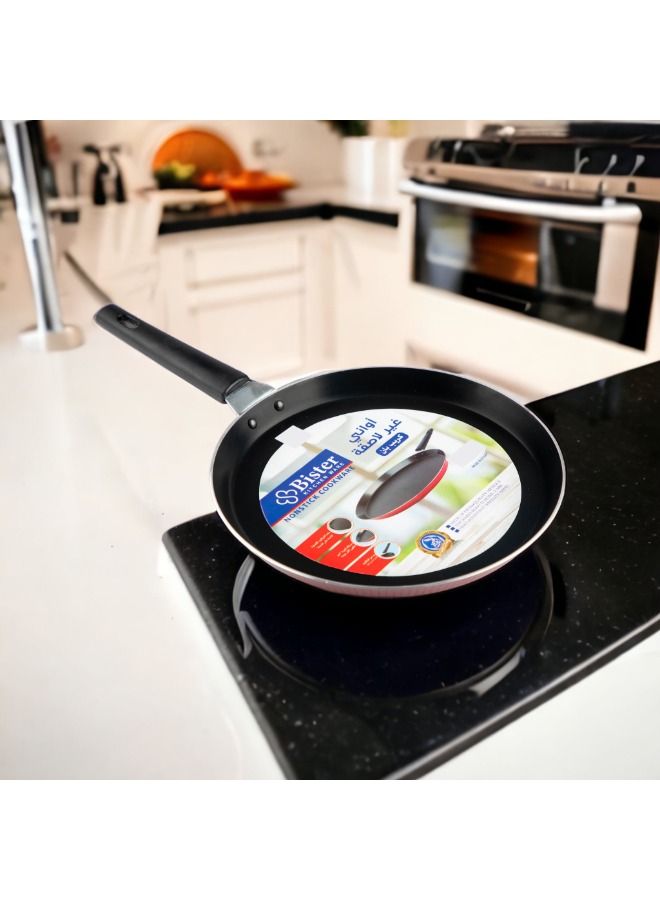 Bister Stripy Classy Crepe Pan 30cm - Dark Red Aluminum Non-Stick Pan with Teflon Coating & Heat-Resistant Bakelite Handle - Image 3