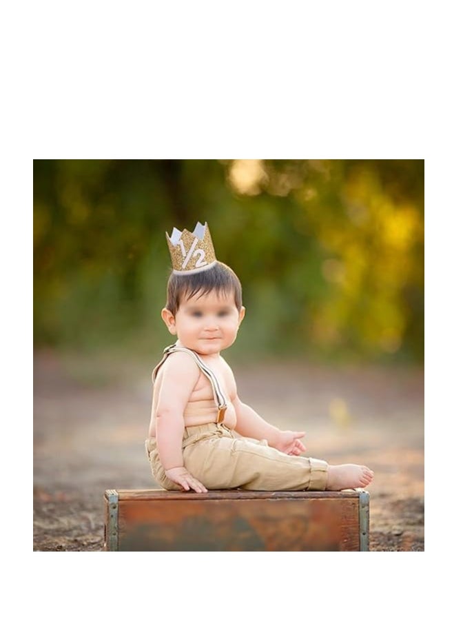 Oasisgalore Half Birthday Party Crown，6 Months Birthday Party Hat Party Photo Props with Elastic Band for Boys Girls  - Image 5
