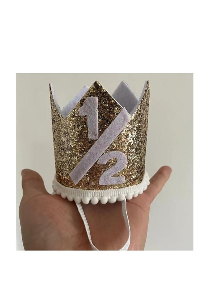 Oasisgalore Half Birthday Party Crown，6 Months Birthday Party Hat Party Photo Props with Elastic Band for Boys Girls  - Image 3