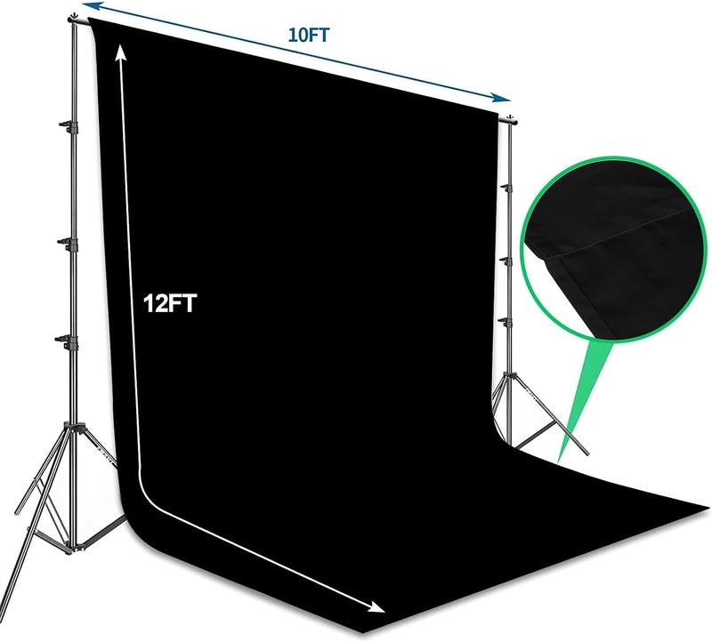 إيمارت خلفية سوداء مع حامل من EMART، طقم خلفيات تصوير بحجم 8.5×10 أقدام (2.6×3 م) - Image 2