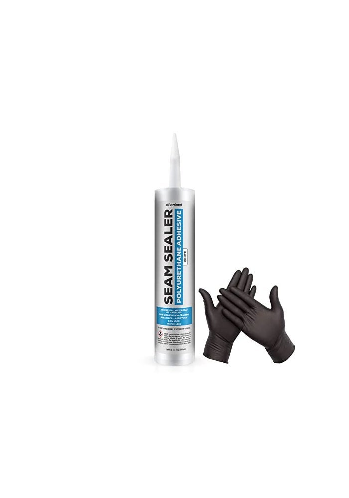 Berkland Polyurethane Seam Sealer Automotive Compound Paintable Auto Body Seam Sealer White Wont Shrink or Crack Flexible Joint Filler for Bare Painted Metal RV Roof Sealant with Gloves 105 fl oz - Image 1