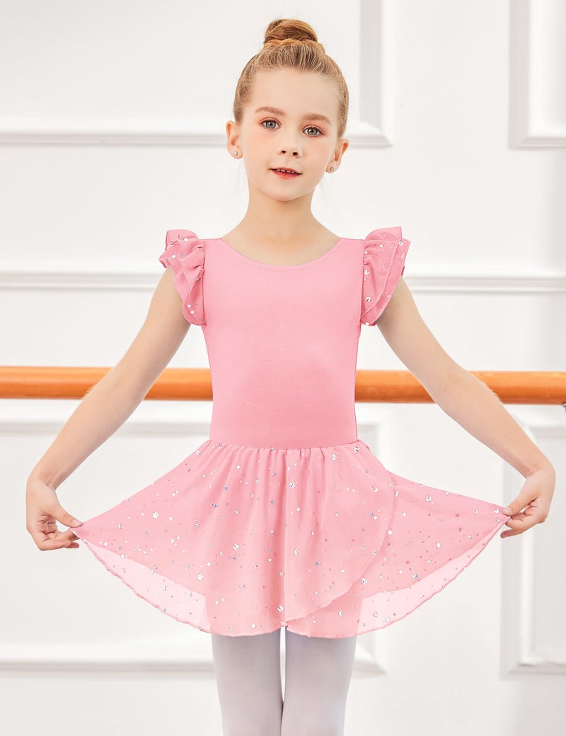 Arshiner Girls Ruffle Sleeve Ballet Dance Dress Crisscross Back Tutu Skirted Leotard - Image 3
