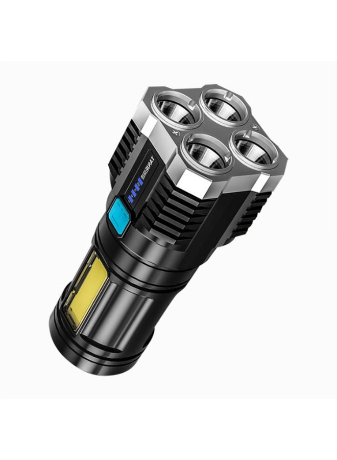 4-Core Rechargeable LED Torch Light – High Power, Long Distance Multifunctional Portable Flashlight with 4 Lighting Modes - Image 1
