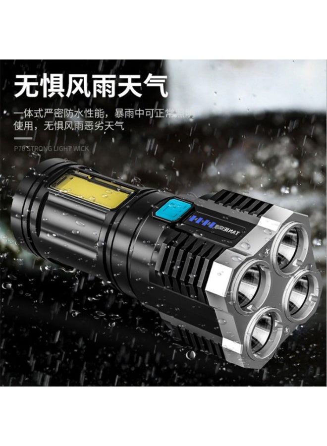 4-Core Rechargeable LED Torch Light – High Power, Long Distance Multifunctional Portable Flashlight with 4 Lighting Modes - Image 5