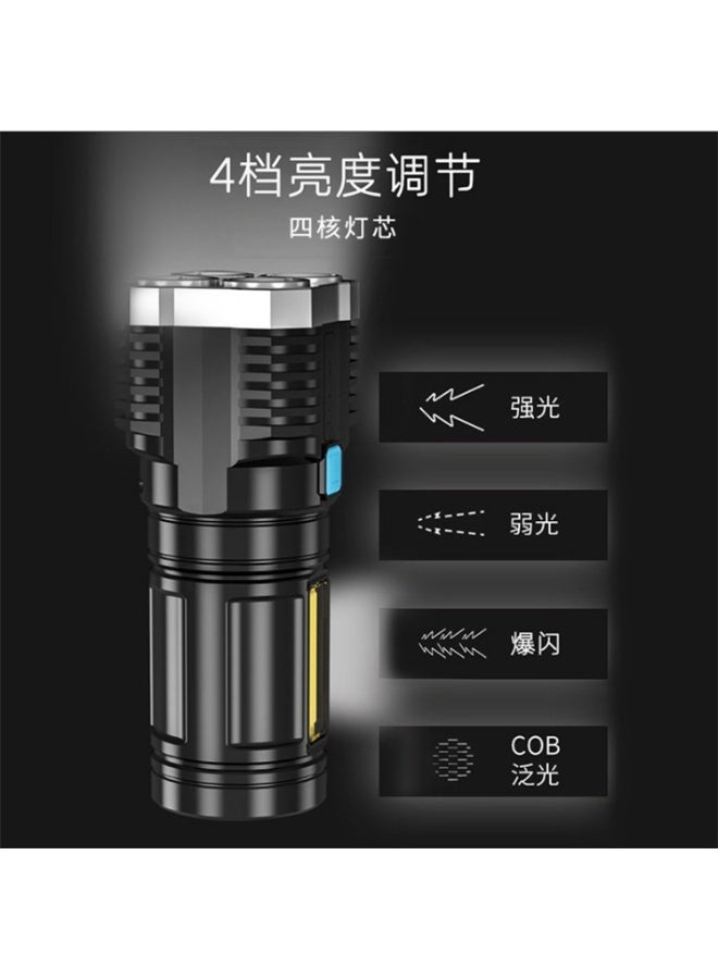 4-Core Rechargeable LED Torch Light – High Power, Long Distance Multifunctional Portable Flashlight with 4 Lighting Modes - Image 5