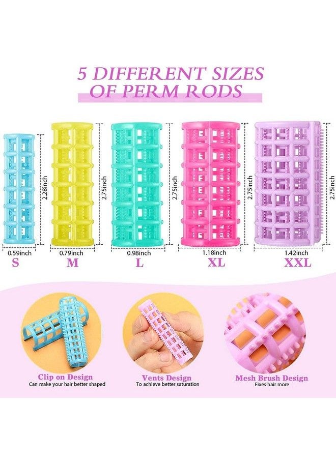 WILLBOND 30 Pieces Plastic Hair Rollers Curlers Snap Rollers Self Grip Rollers Hairdressing Curlers No Heat Hair Curlers For Diy Hairdressing Hair Salon Hair Barber 5 Sizes  - Image 3