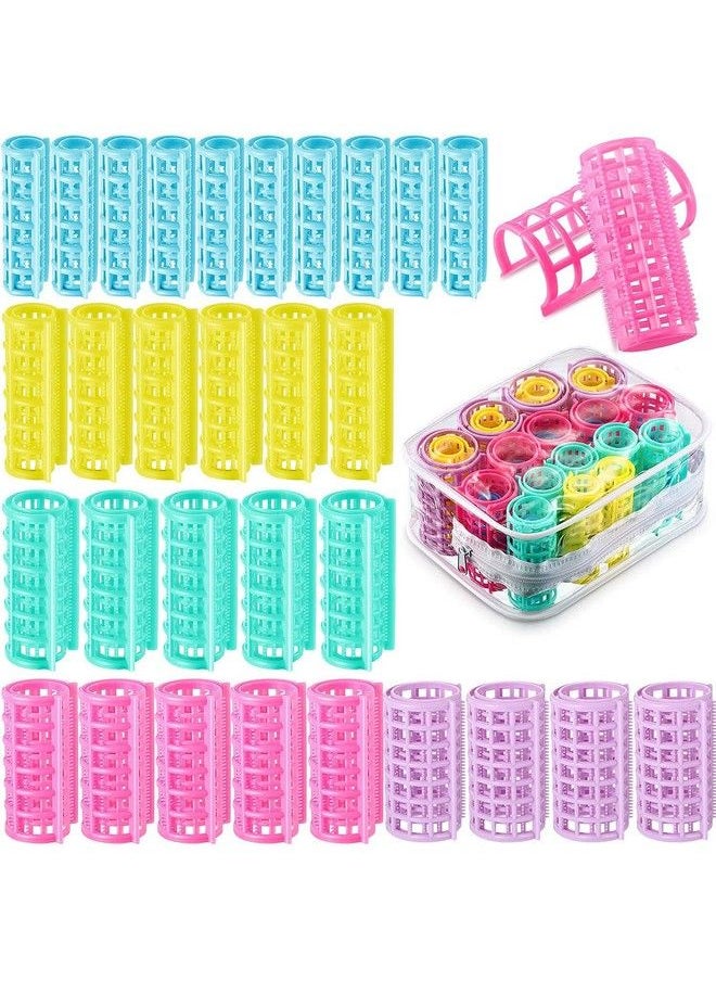 WILLBOND 30 Pieces Plastic Hair Rollers Curlers Snap Rollers Self Grip Rollers Hairdressing Curlers No Heat Hair Curlers For Diy Hairdressing Hair Salon Hair Barber 5 Sizes  - Image 2