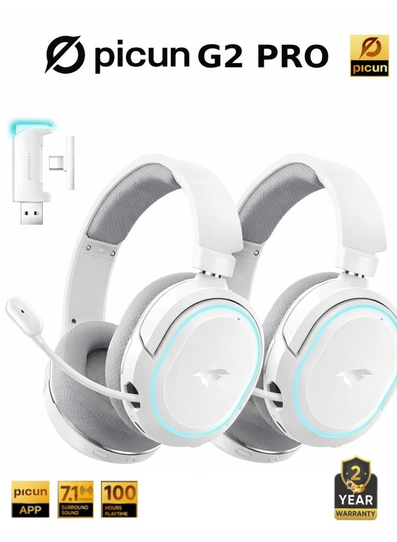 بيكن سماعة قيمنق الإصدار الجديد PICUN G2 PRO ، عدد 2 صوت محيطي 7.1، سماعات ألعاب USB 2.4 جيجا هرتز مع ميكروفون إلغاء الضوضاء ENC Bluetooth، سماعة رأس لاسلكية للكمبيوتر الشخصي PS5 PS4 Mac Switch - Image 1