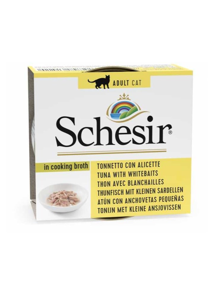 Schesir 14PC Cat Can Broth-Wet Food Tuna With Whitebait 70g - Image 3