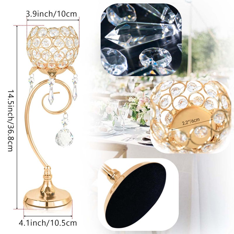 kolnlala 2 ps K9 Crystal tealight Candle Holder/Candlestick/Candelabra for Table Centerpieces,Wedding/Party/Event Decor,Home Decor,Gift for Mon/Friends (Golden) - Image 3