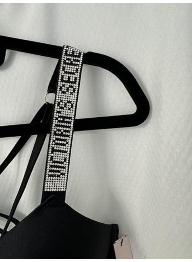 فيكتوريا سيكريت أحزمة حمالات صدر مرصعة قابلة للتعديل – أحزمة كتف بديلة أنيقة للنساء، مصنوعة من القطن والألياف الصناعية بتصميم مريح ومقاس واحد يناسب الجميع – عبوة تحتوي على قطعتين-لون اسود - Image 5