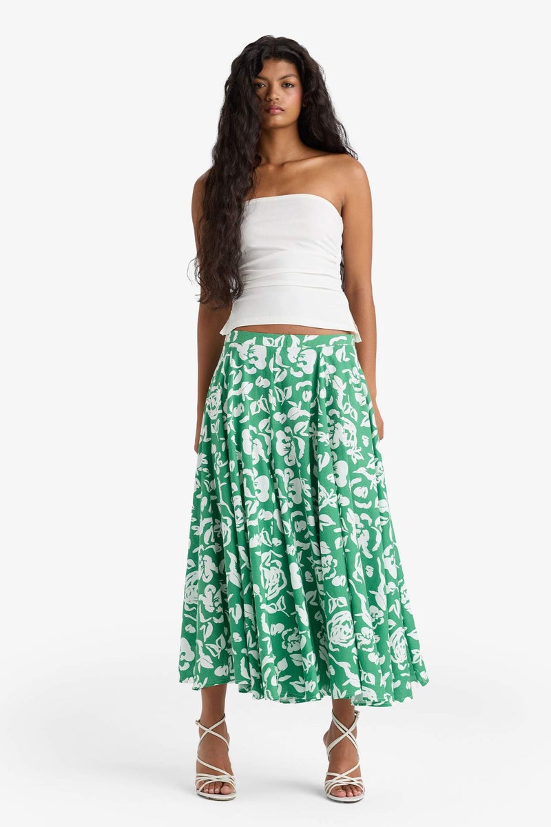 DeFacto A Cut Floral Linen Look Normal Waist Maxi Skirt - Image 3
