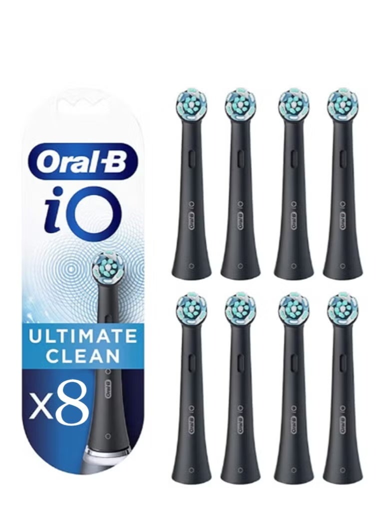 أورال بي رؤوس فرشاة بديلة من iO Ultimate Clean، عبوة إعادة تعبئة للفرشاة الكهربائية القابلة لإعادة الشحن، لون أبيض، 8 قطع، لون أسود - Image 1