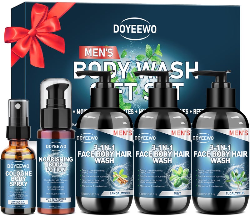 DOYEEWO Gifts for Men, Mens Body Wash Bath Gift Set, Cleanses, Hydrates, Nourishes Skin,Christmas Gift Baskets Self Care Package Stocking Stuffers Birthday Valentines Gifts for Men Him Boyfriend Husband Dad - Image 1