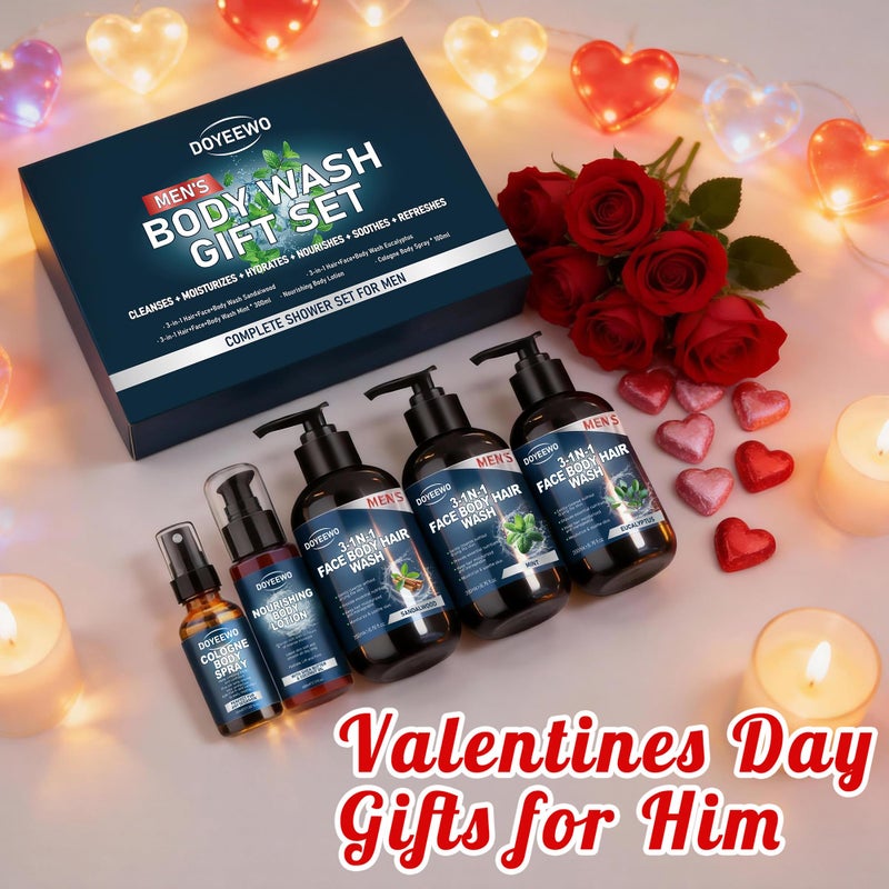 DOYEEWO Gifts for Men, Mens Body Wash Bath Gift Set, Cleanses, Hydrates, Nourishes Skin,Christmas Gift Baskets Self Care Package Stocking Stuffers Birthday Valentines Gifts for Men Him Boyfriend Husband Dad - Image 2