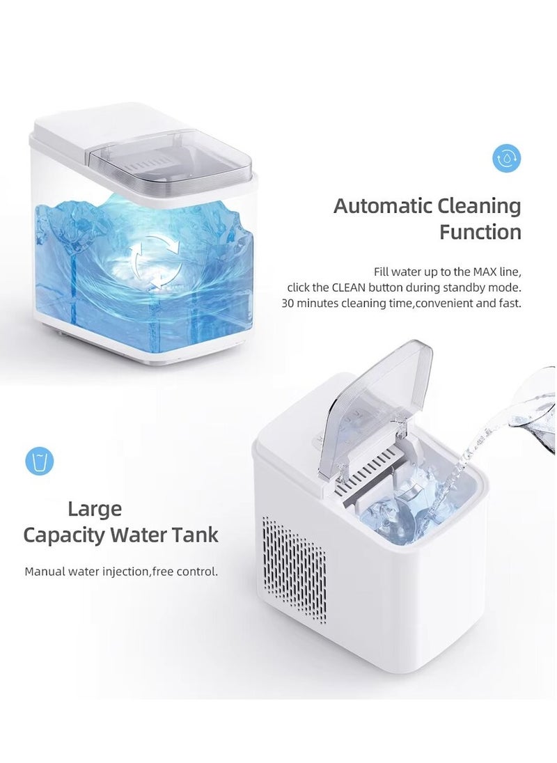 Generic Portable Ice Making Machine Self-Cleaning Ice Maker with Basket & Scoop Countertop Ice Machine, 1.5L Ice Maker (White)  - Image 4
