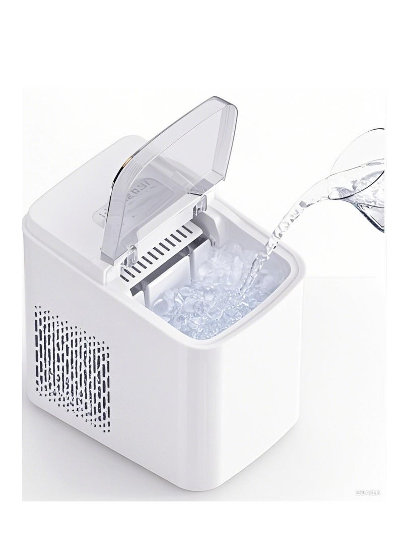 Generic Portable Ice Making Machine Self-Cleaning Ice Maker with Basket & Scoop Countertop Ice Machine, 1.5L Ice Maker (White)  - Image 1