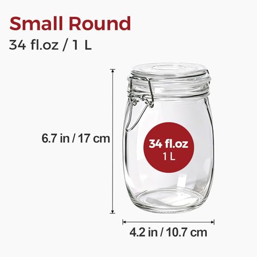 KTMAMA 34oz 6 Pack Glass Jars with Airtight Lids - Round Food Storage Canisters for Pantry Organization, Ideal for Sugar, Cookies, Candy, Coffee, Nuts & Dry Goods | Thick Glass,BPA-Free - Image 2