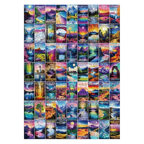 Larkipuzz Colorful National Parks Landscape Puzzles for Adults 1000 Pieces Beautiful Travel Collage Jigsaw Puzzle Difficult Nature Art Puzzles - Image 5