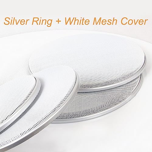 Fielect 2Pcs 8" Speaker Grill Mesh Cover White SubWoofer Grill Cover Car Speaker Grill Cover Guard Protector Replacement with 8 Screws - Image 5